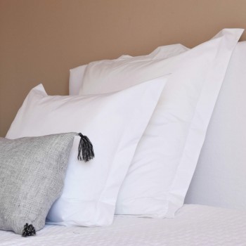 Taie d'oreiller en percale de coton Supima blanc 200 fils/cm²