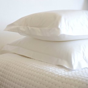 Taie d'oreiller en percale de coton Supima blanc 200 fils/cm²