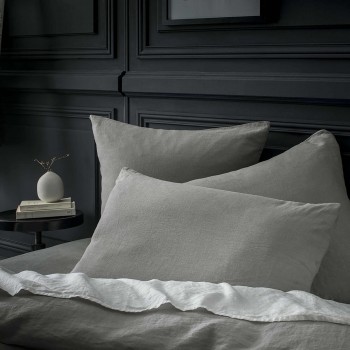 Mid grey washed linen pillowcases